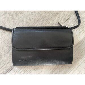 Vintage FOSSIL Leather Crossbody Wallet Purse Phone Holder Tri-Fold Black